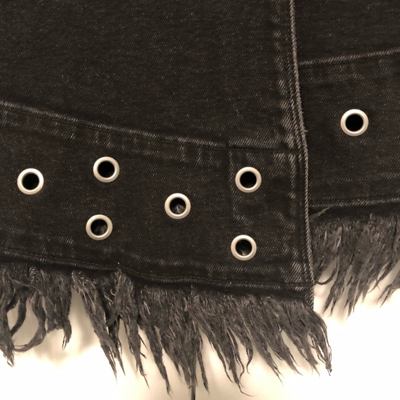 Black Denim Wrap Skirt - Picture 3 of 8